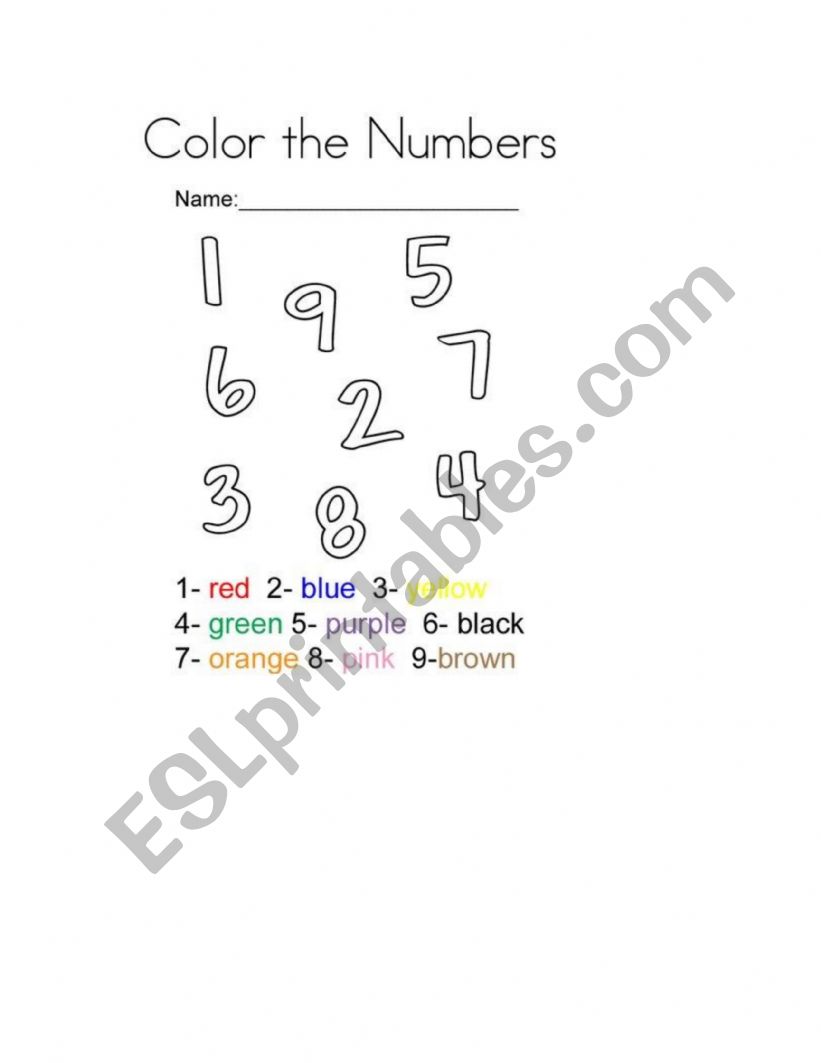colours worksheet