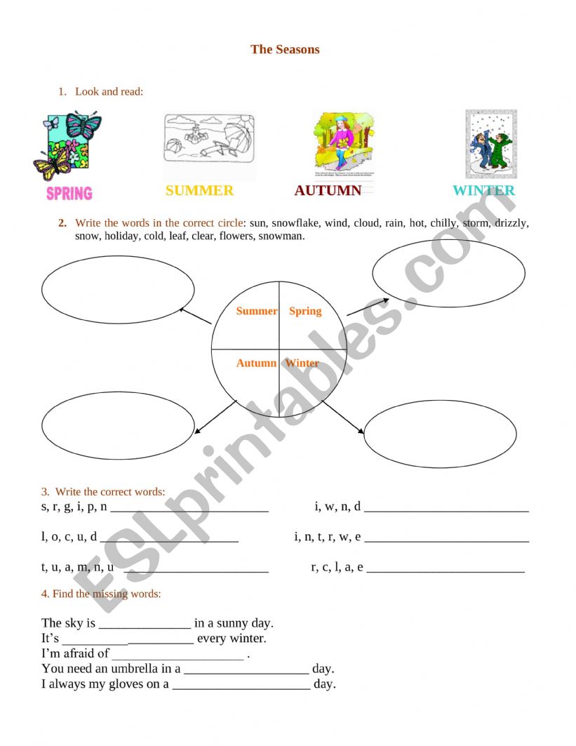 seasons worksheet