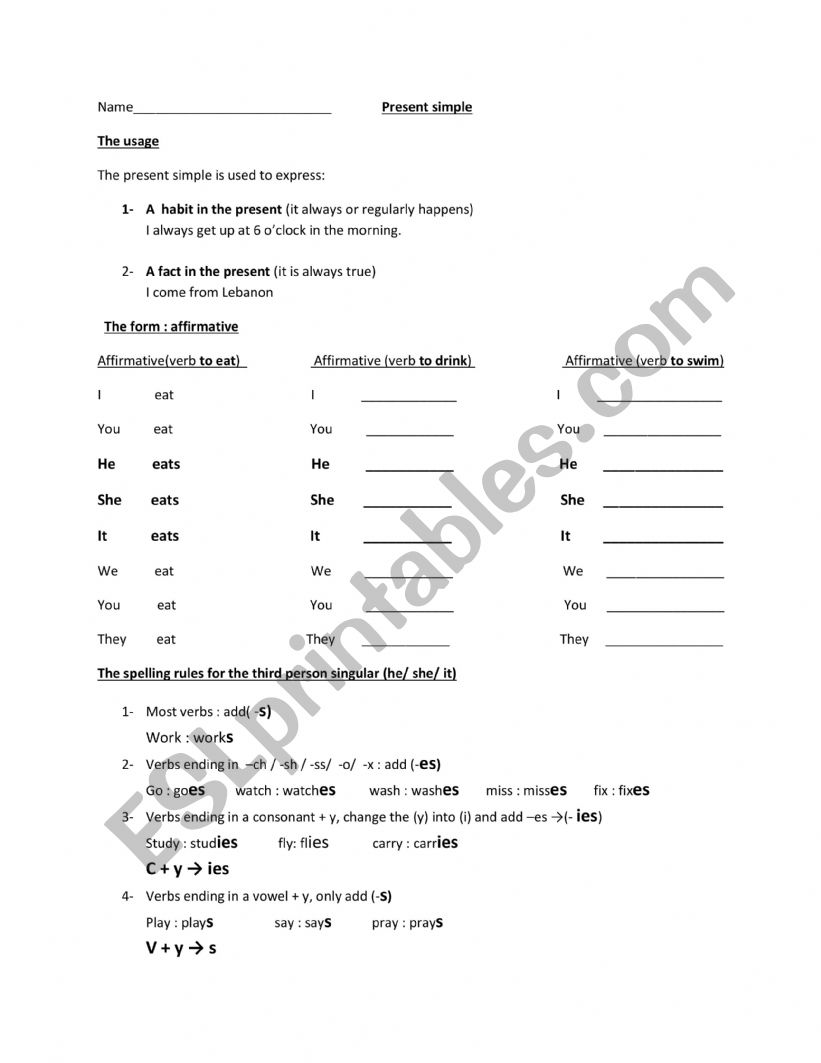 Present Simple worksheet