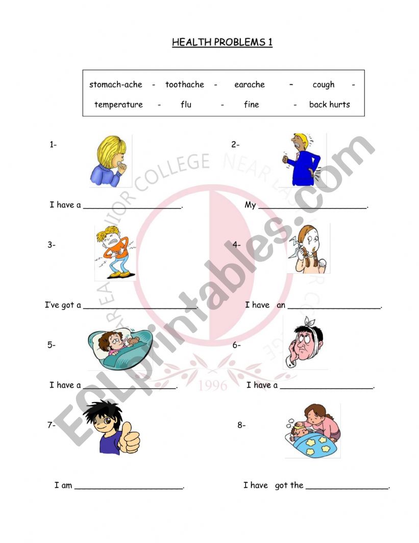 Health Problem 2 worksheet