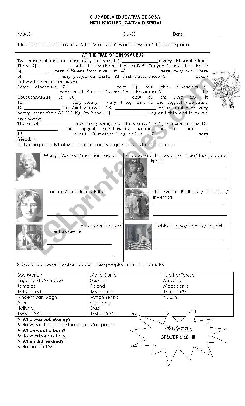 Very Famous in the past!!  worksheet