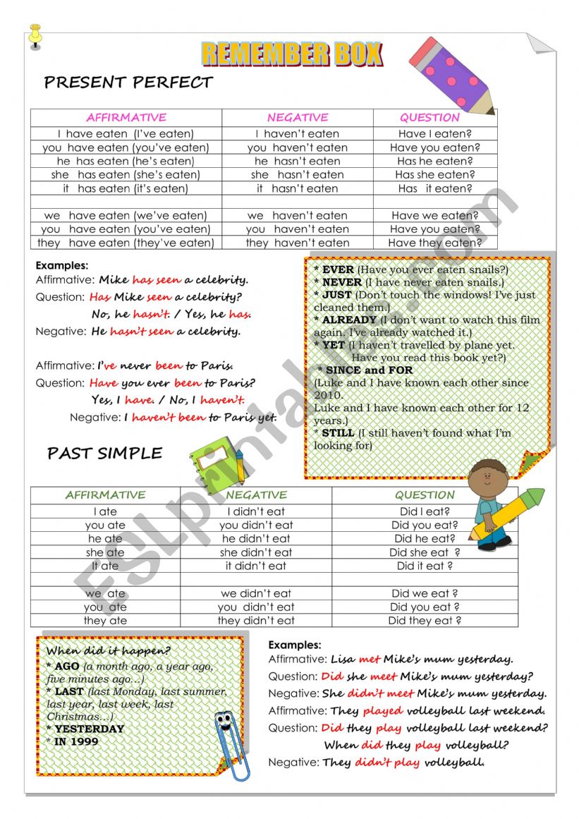 PRESENT PERFECT AND PAST SIMPLE