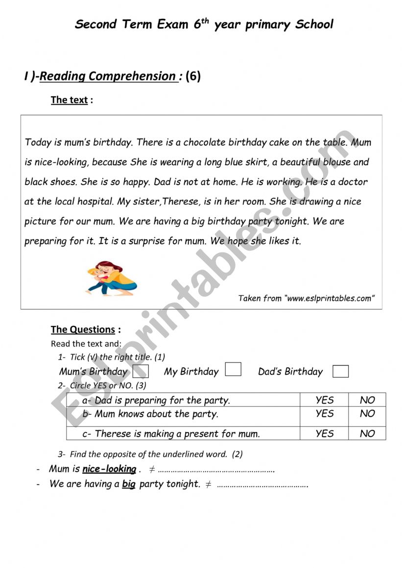 Second Term Exam  worksheet