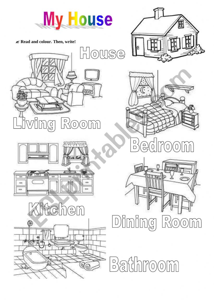 MY HOUSE - ESL worksheet by jenniferalexandran