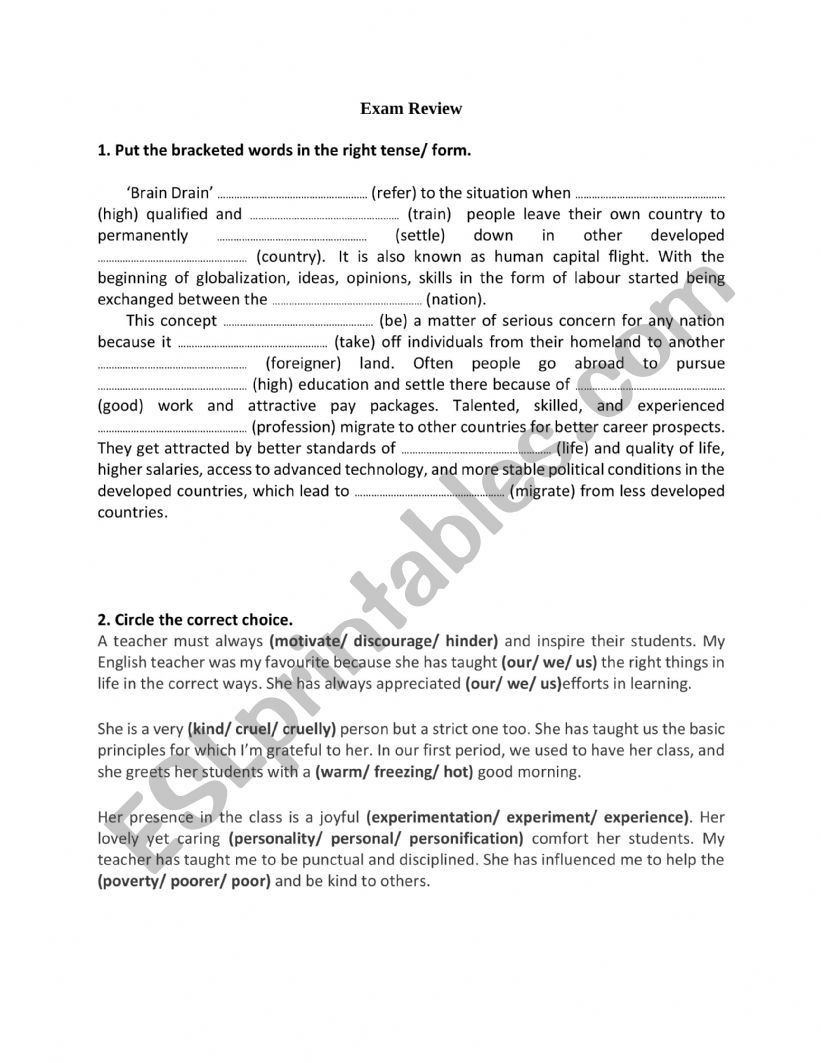 Bac Review worksheet