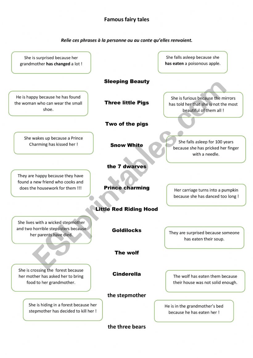 FAMOUS FAIRY TALES worksheet