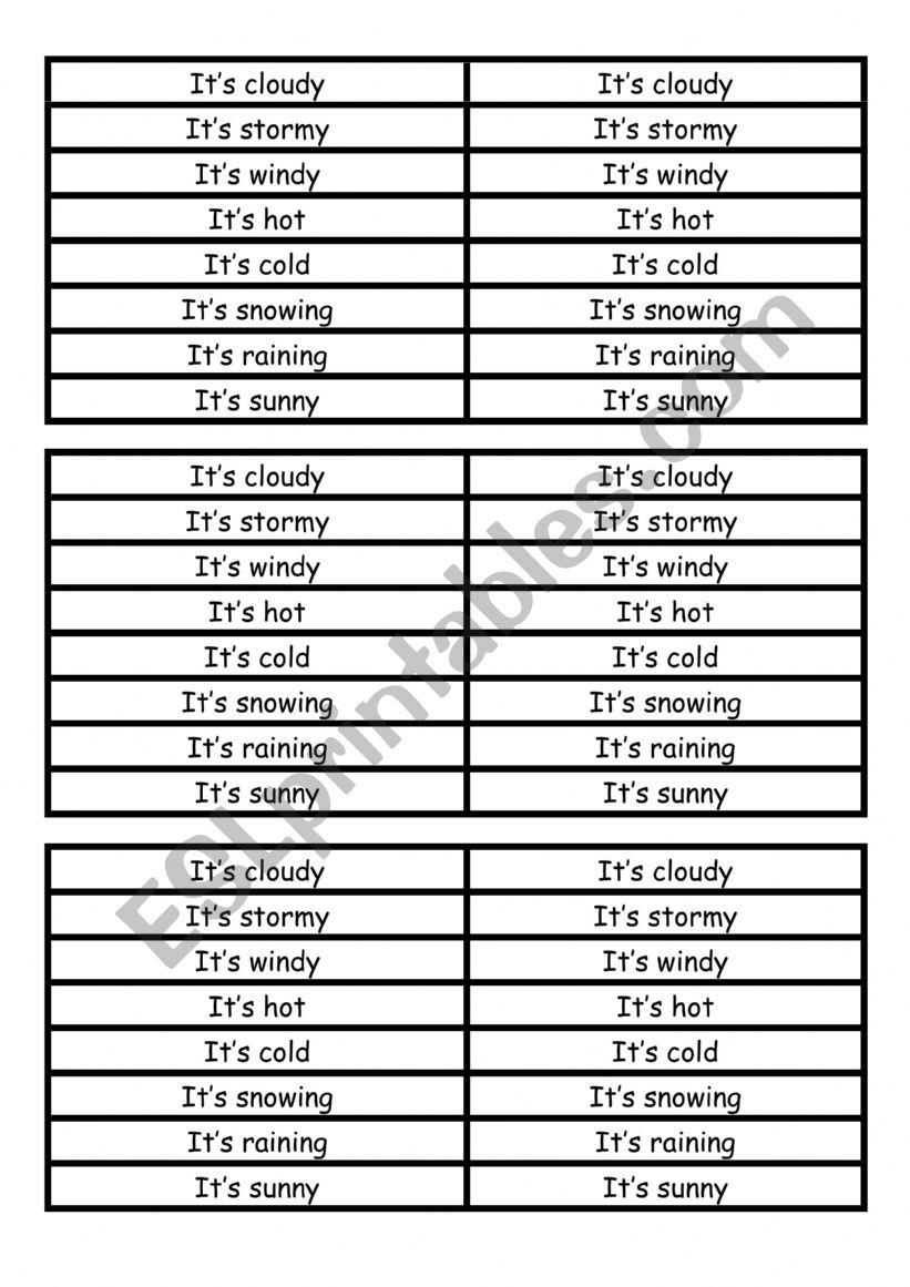 The weather - match up worksheet