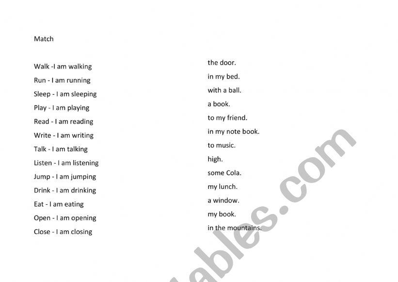 Matching_Present Cont. worksheet