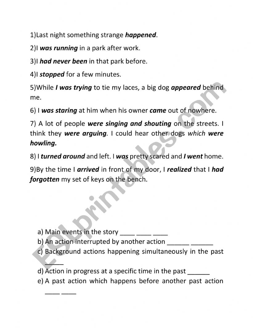 narrative tenses worksheet