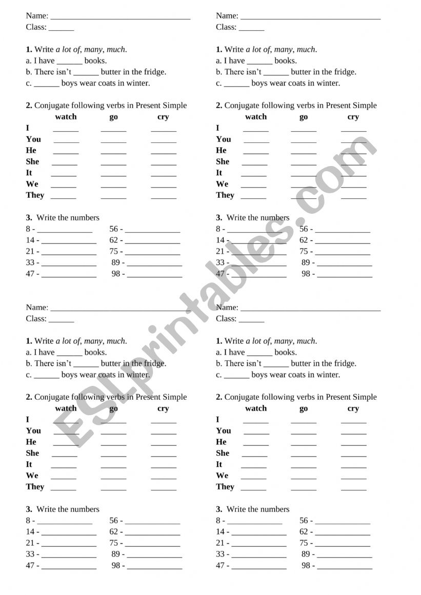 Test for 5th grades worksheet