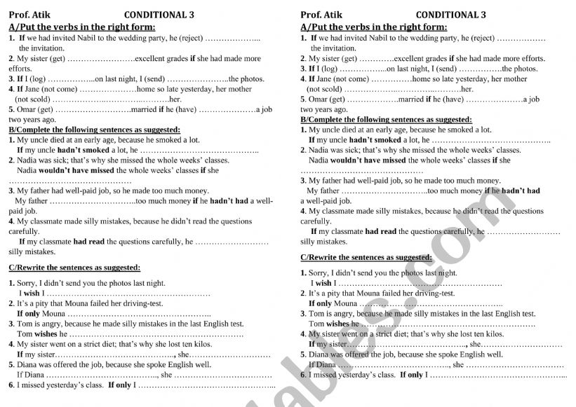 conditional and wishes worksheet