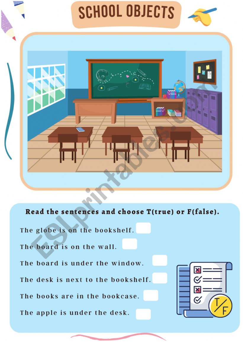 Clasroom objects worksheet
