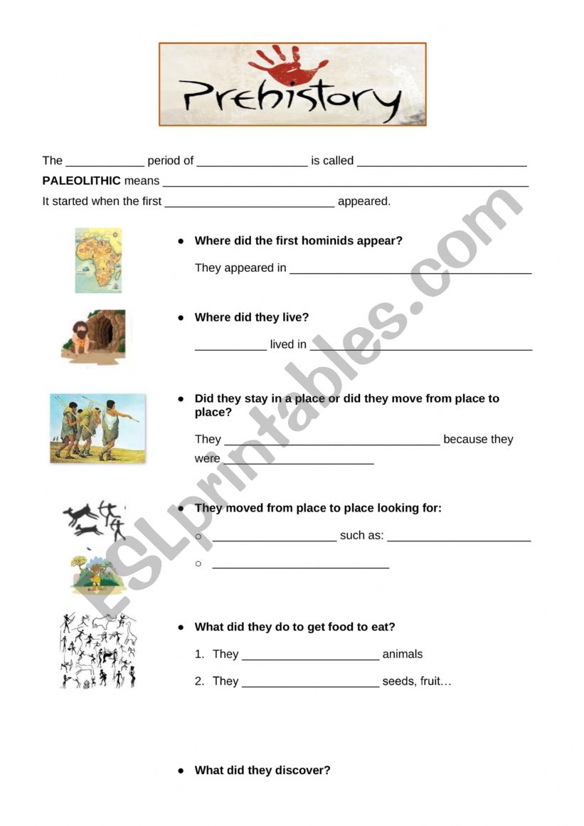 PALEOLITHIC worksheet