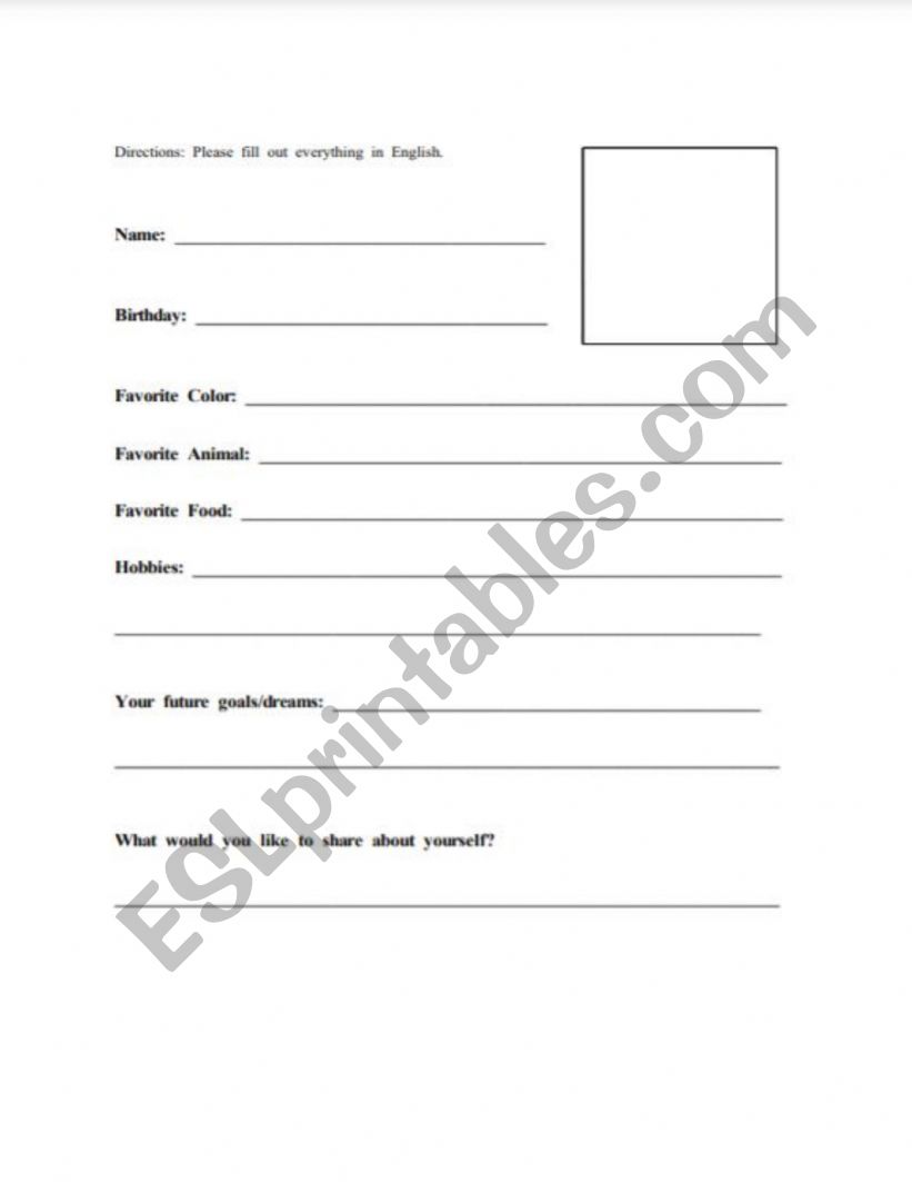 Introduction Worksheet worksheet