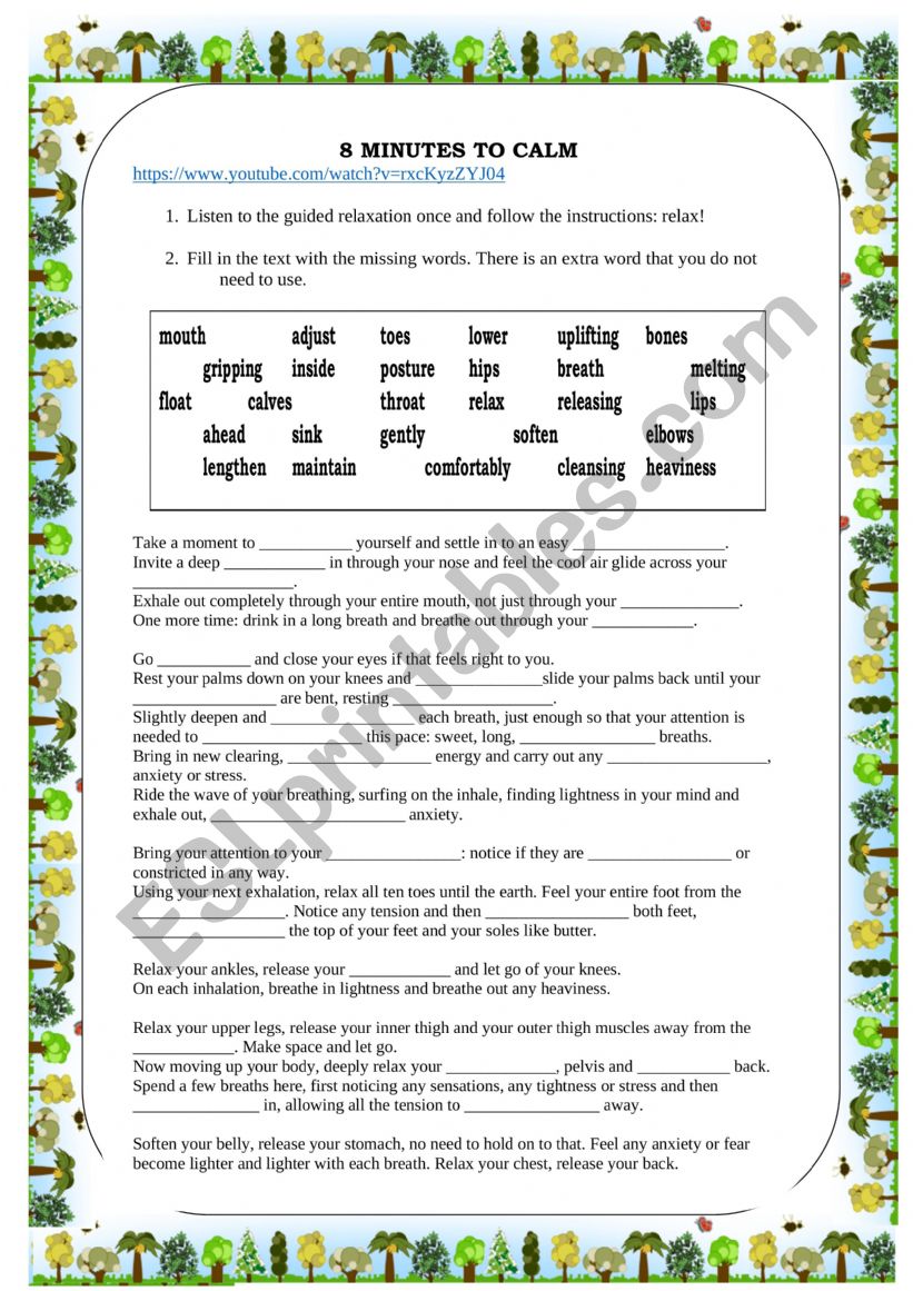 Guided Relaxation Listening worksheet