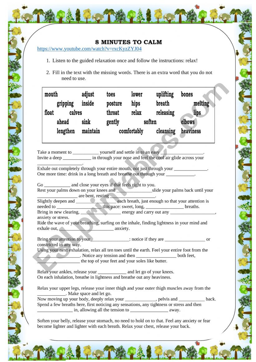 Guided Relaxation Listening worksheet