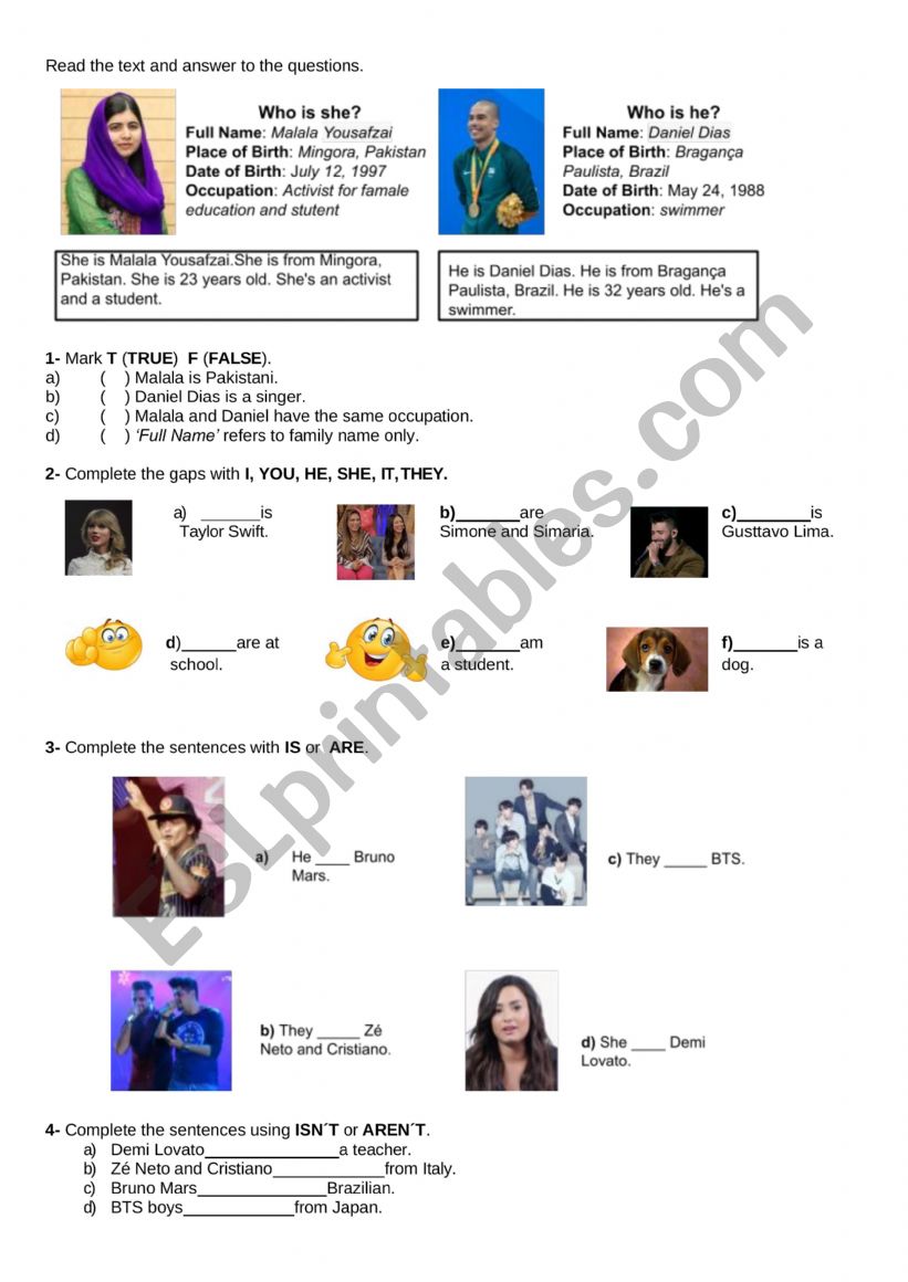 Subject pronouns and verb to be review