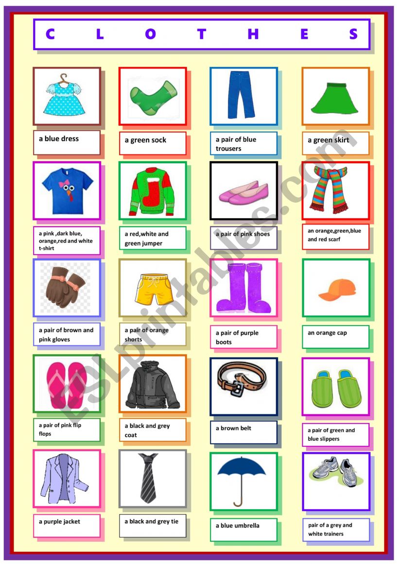 CLOTHES worksheet