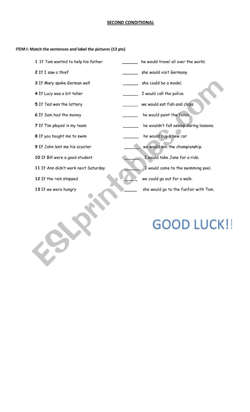 Second conditional worksheet