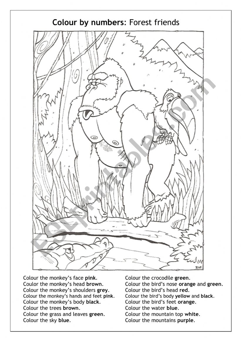 Colors and numbers worksheet