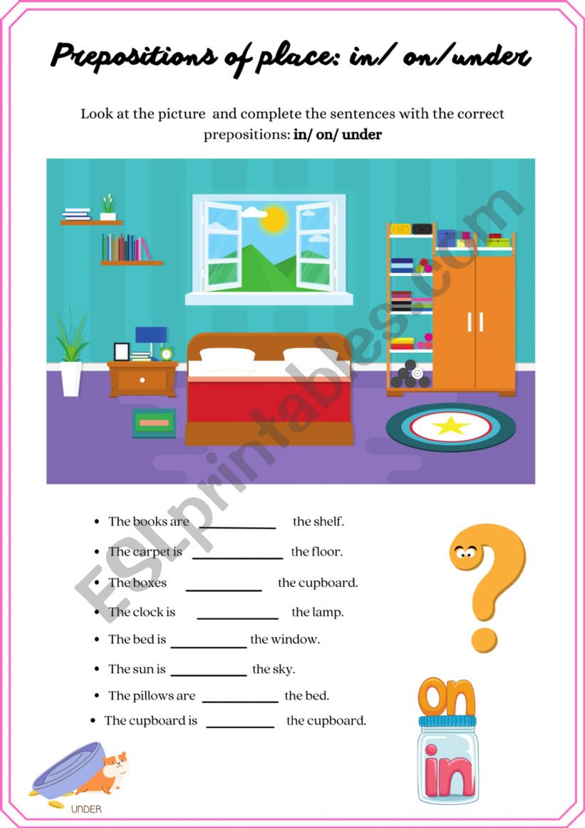 Prepositions of place: in / on / under