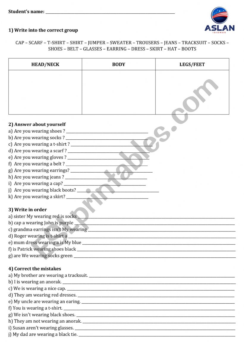 Present Continuous worksheet