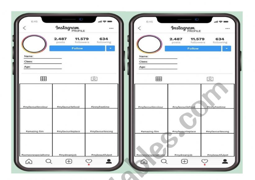 PERSONAL PROFILE worksheet