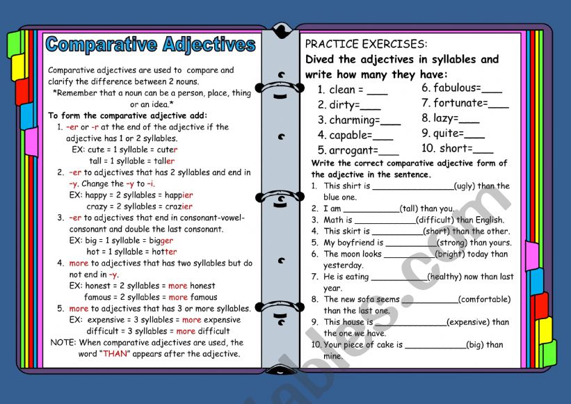 comparative adjectives worksheet
