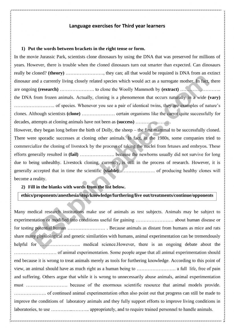 Grammar and vocabulary exercises for advanced learners