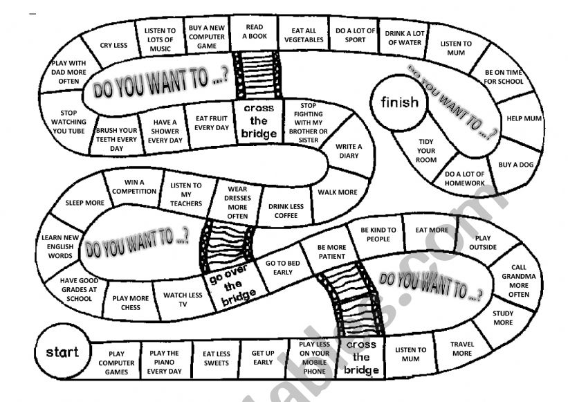 Want to_board game worksheet