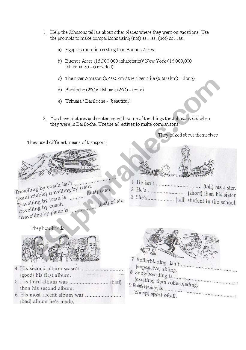 comparisons worksheet