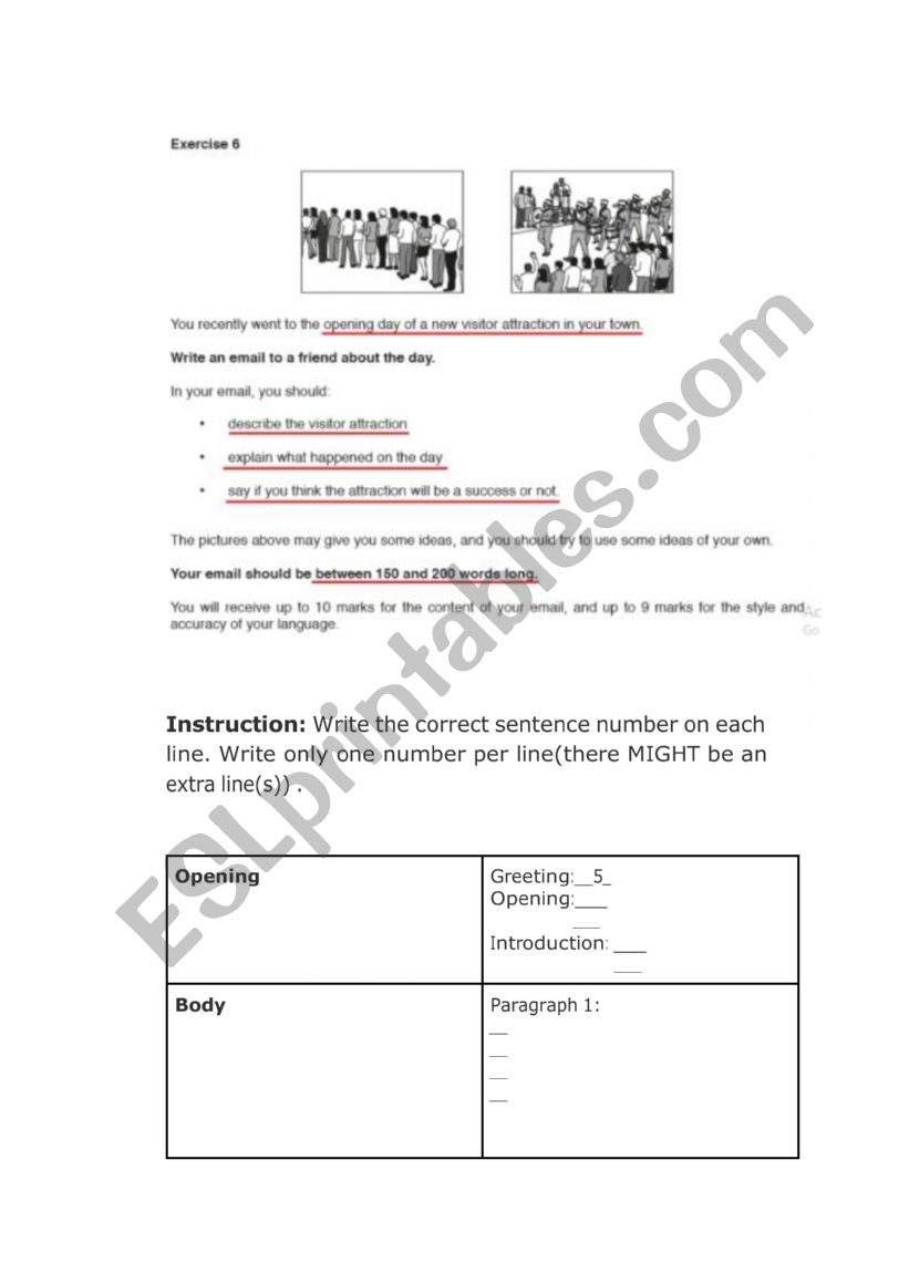 IGCSE - email worksheet