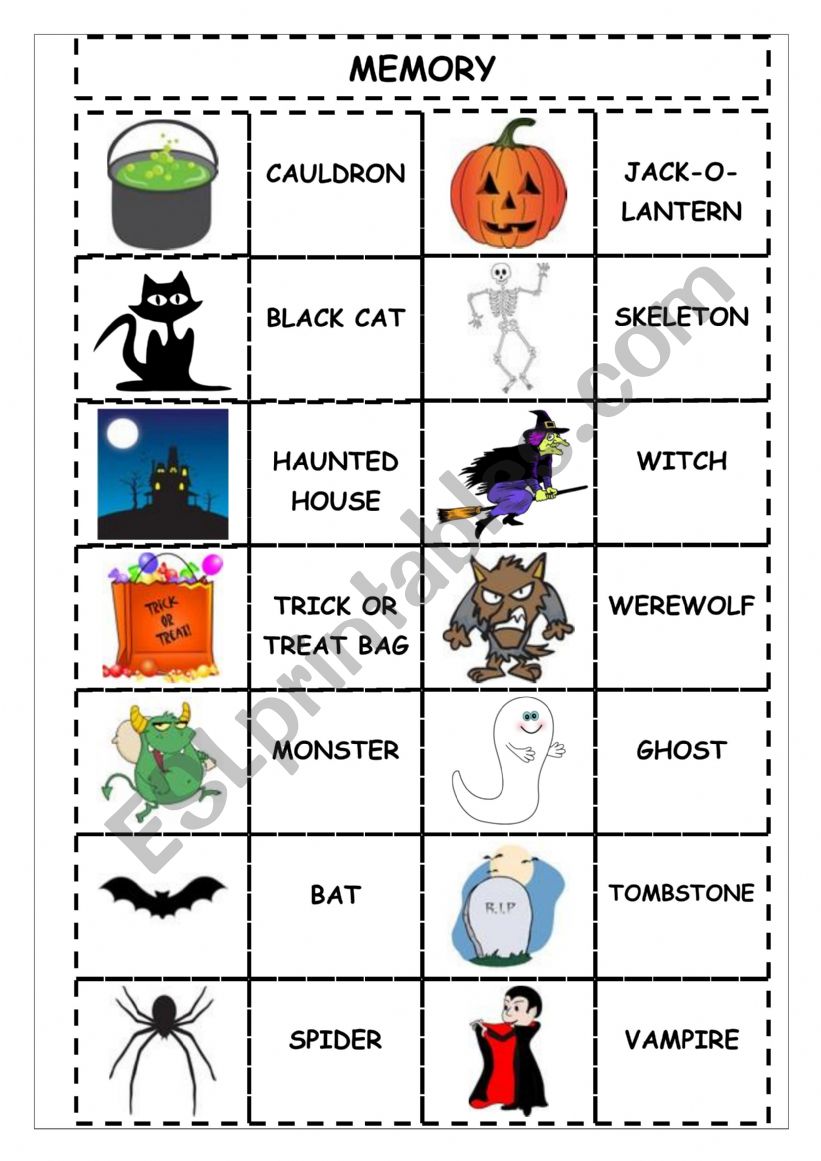 Halloween Memory Game worksheet