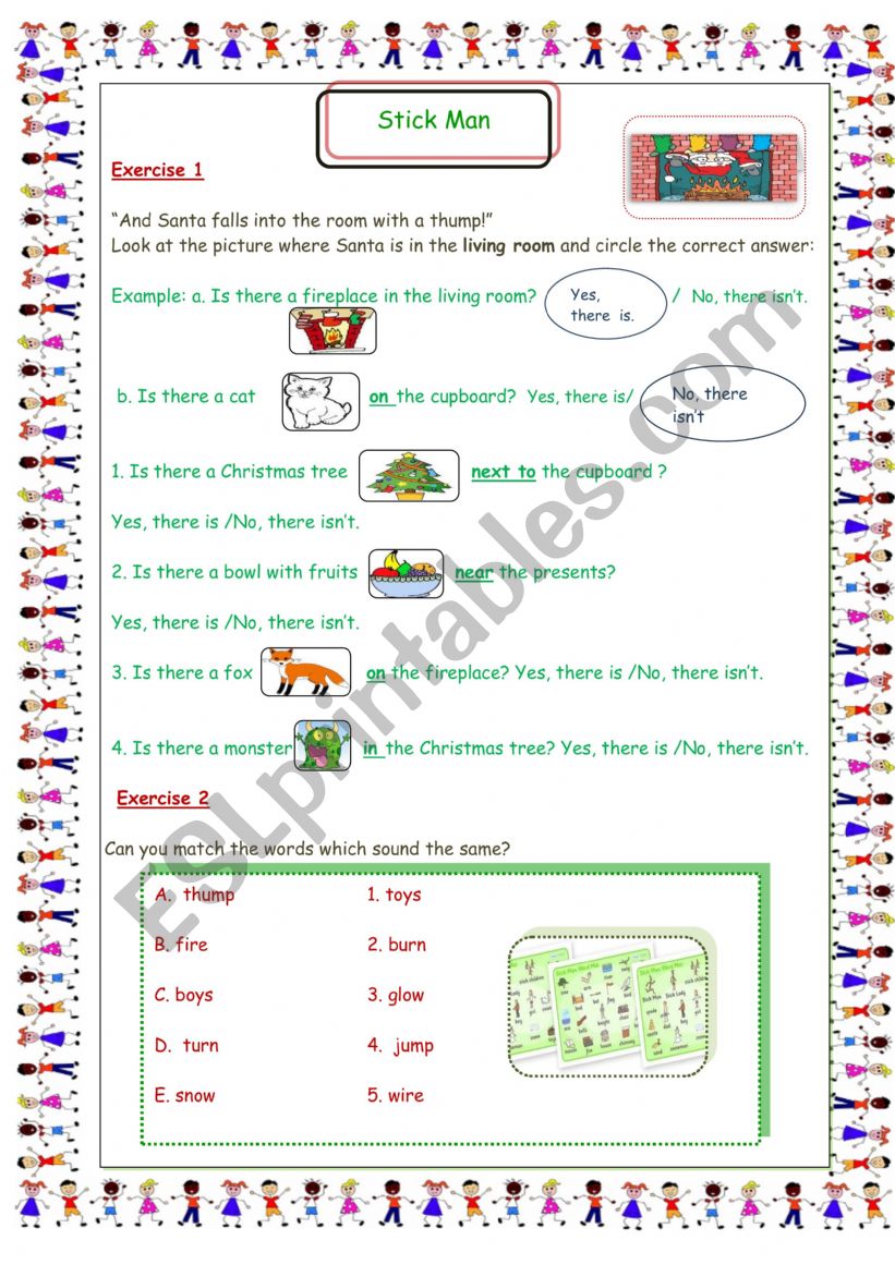 Santa in the living room-Stick Man