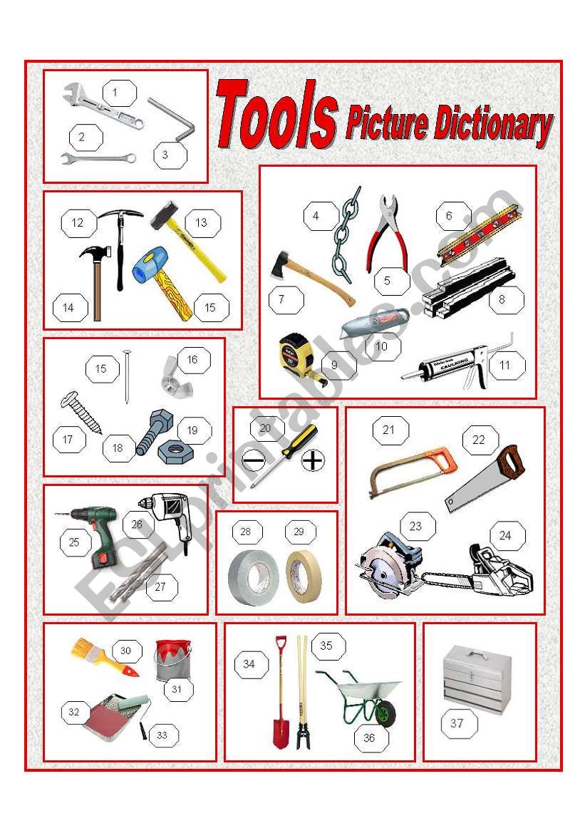 Tools Picture Dictionary (full page)