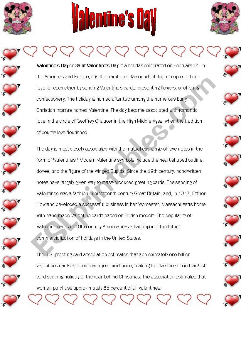 valentines day worksheet