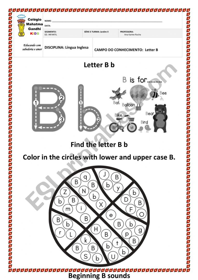 letter b worksheet