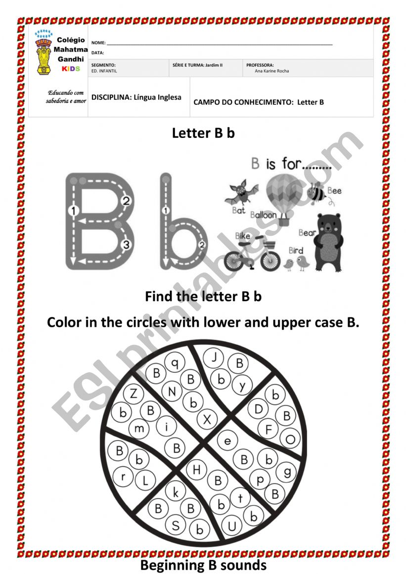 letter B - ESL worksheet by titazotes