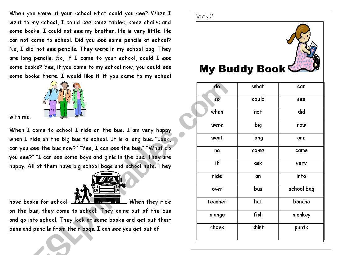 Buddy book 3 worksheet