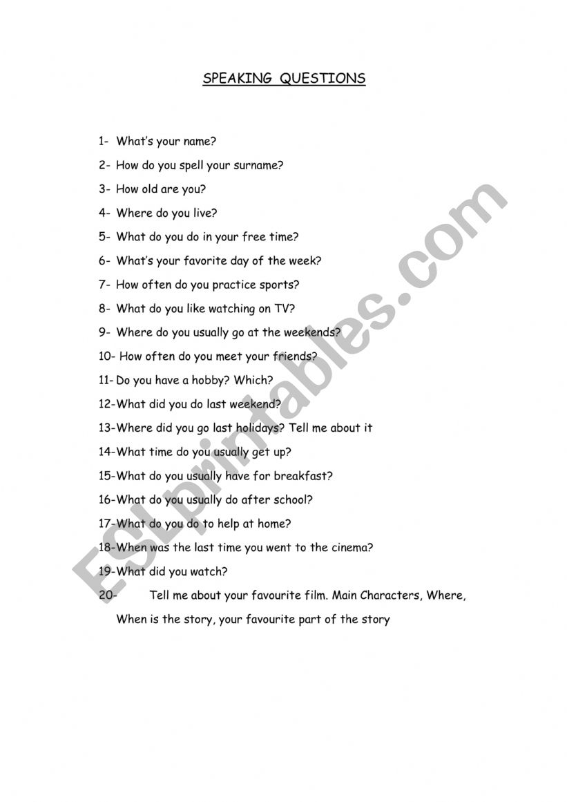 Asking personal questions worksheet