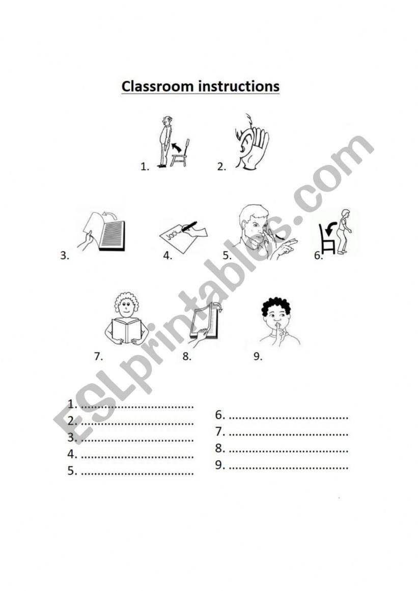 Clasroom instructions worksheet