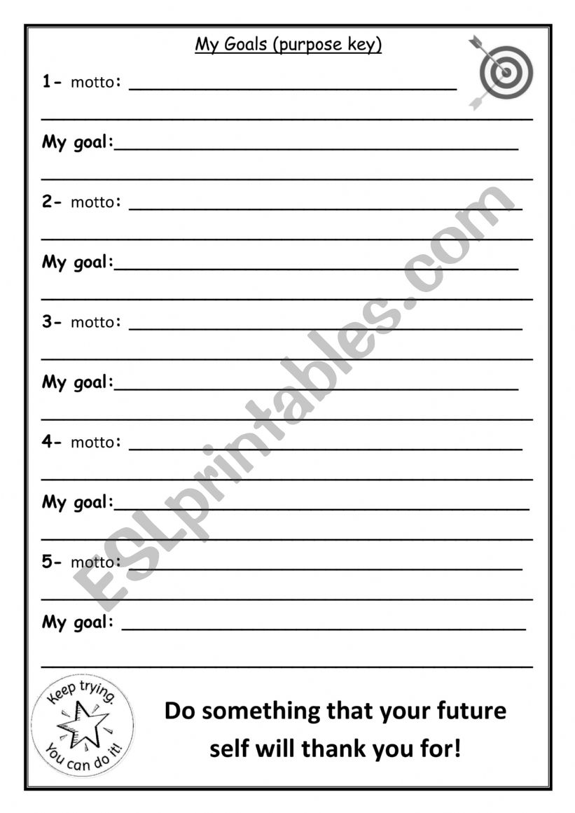 My goals worksheet