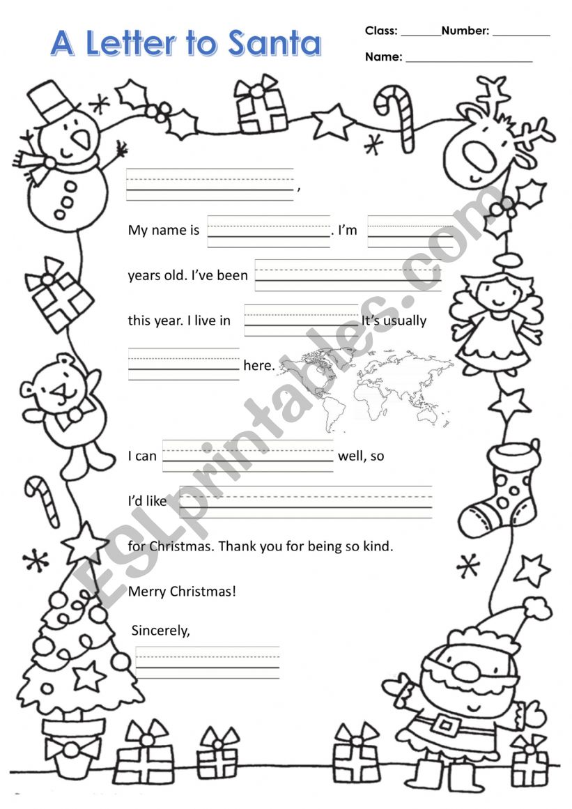 A Letter to Santa worksheet