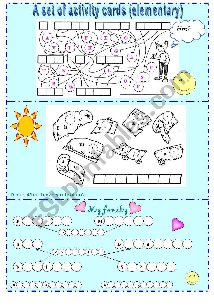 Activity cards for beginners worksheet