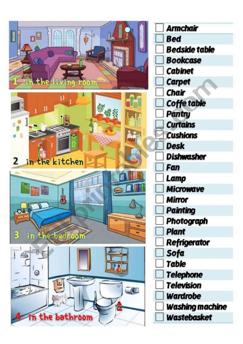 HOUSE AND THE FURNITURE worksheet