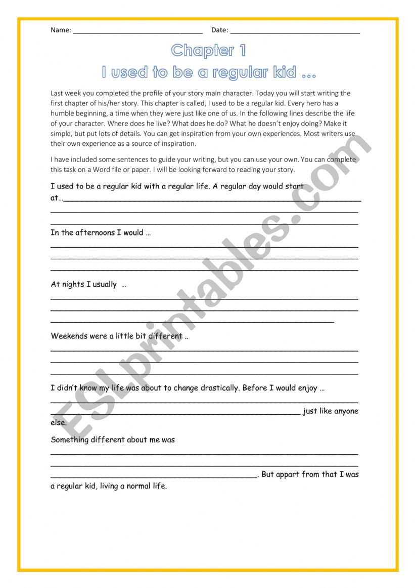 Fiction Writing Prompt worksheet