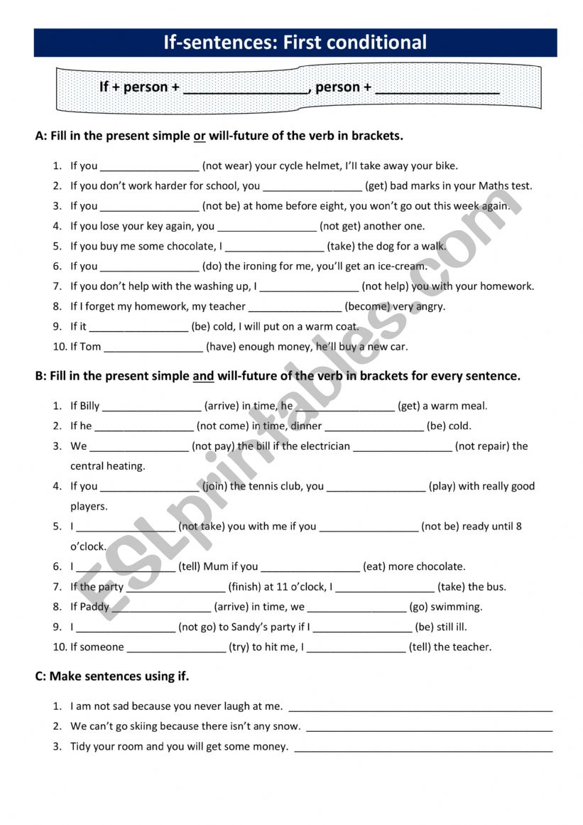 First conditional worksheet