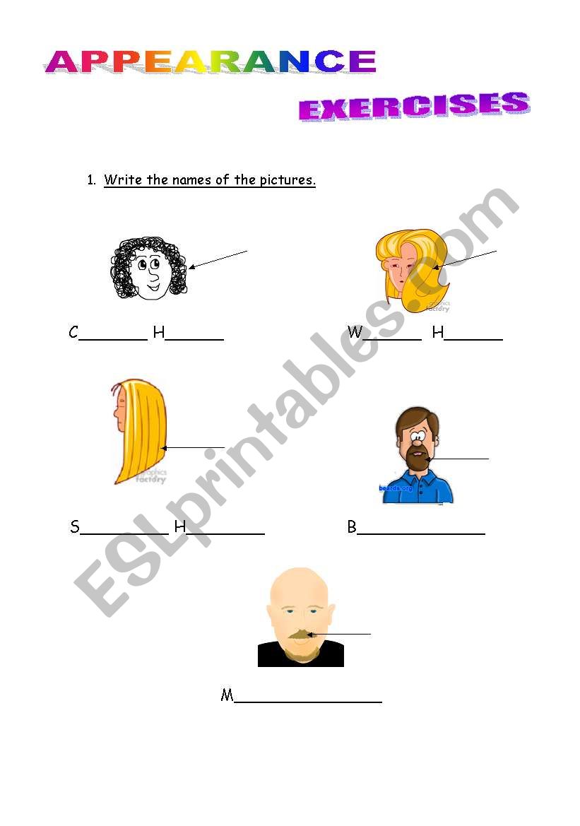 appearance exercises worksheet