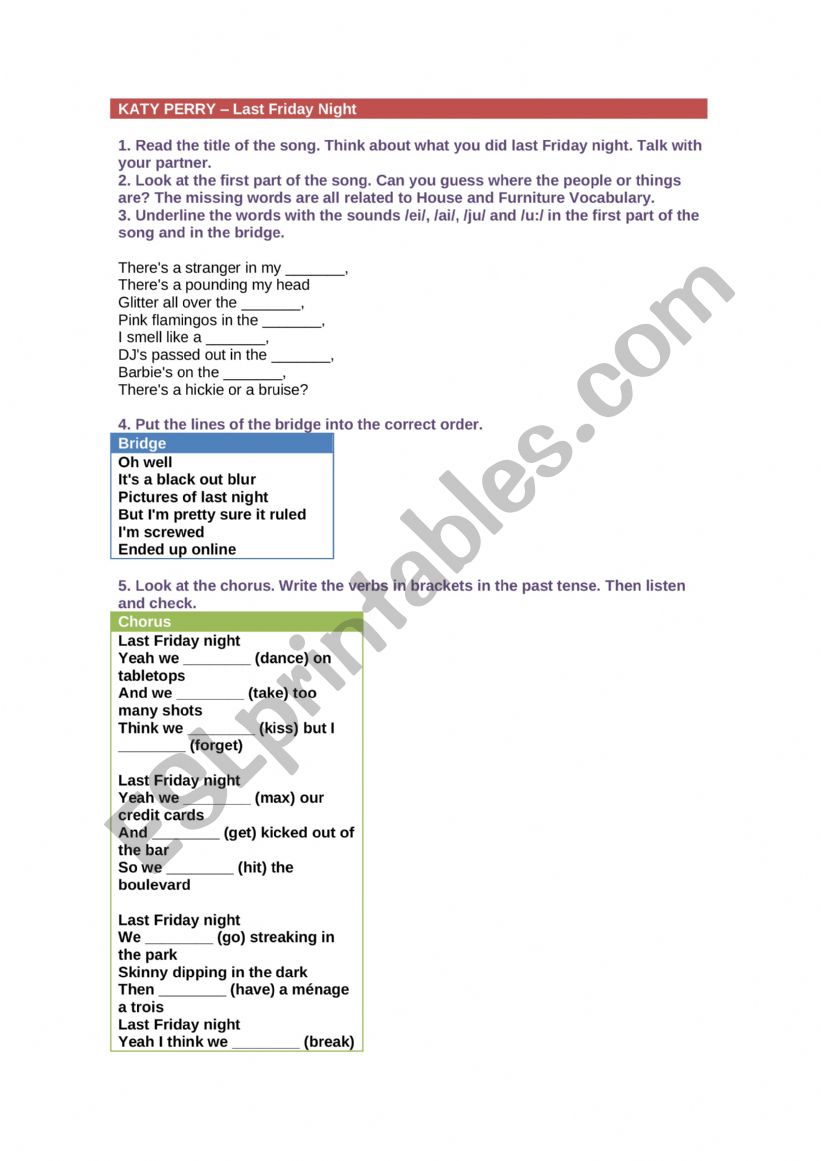 KATY PERRY worksheet