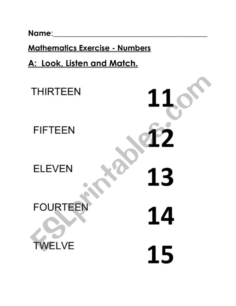 Numbers worksheet